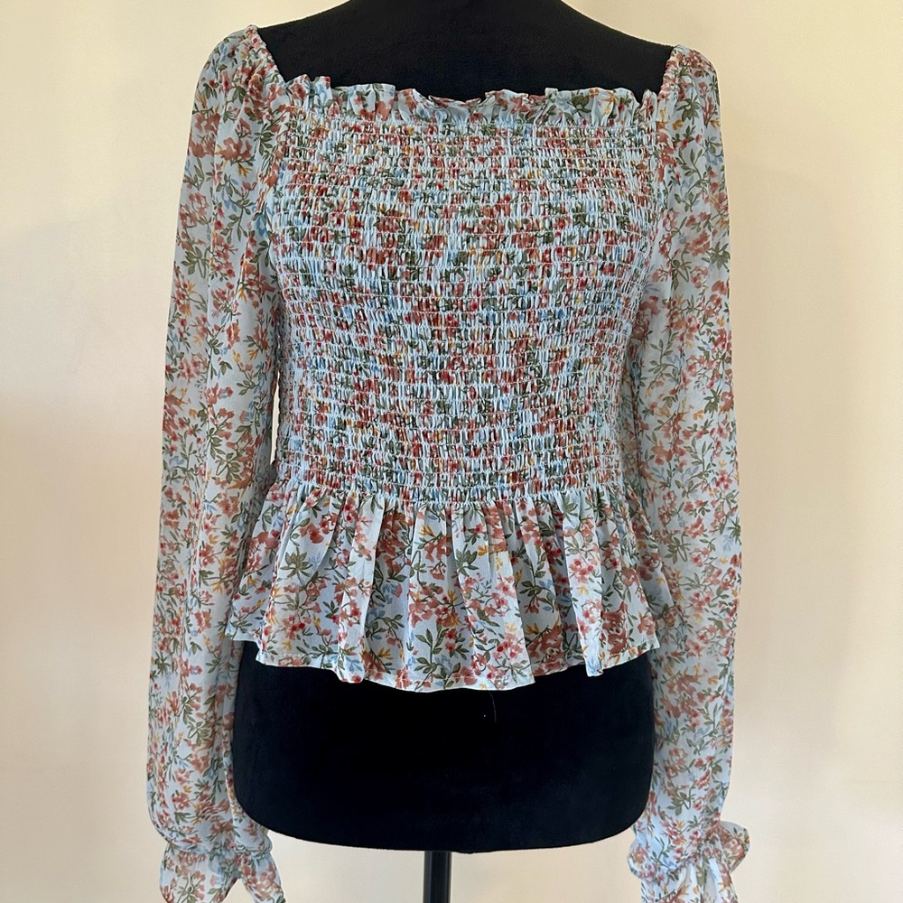 Boho Style Flower Print Blouse